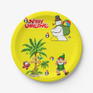 Weihnachtsbuch-Teller, Schneemann Pappteller