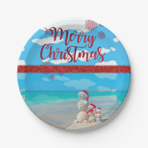 Weihnachtsbuch-Teller, Schneemann Pappteller