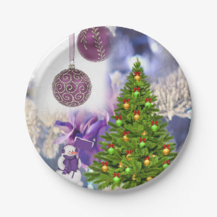 Weihnachtsbuch-Teller, Schneemann Pappteller