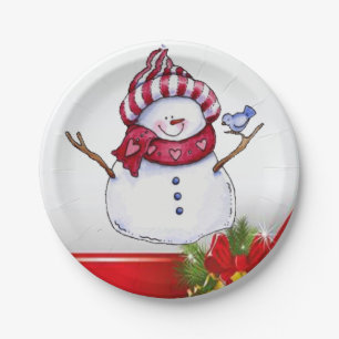 Weihnachtsbuch-Teller, Schneemann Pappteller
