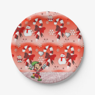 Weihnachtsbuch-Teller, Snowman, Elf Pappteller