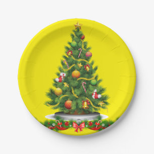 Weihnachtsbuch-Teller, Weihnachtsbaum Pappteller