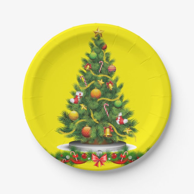 Weihnachtsbuch-Teller, Weihnachtsbaum Pappteller (Vorderseite)