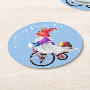 Weihnachtsbuch Untersetzer Gnome mit Bike und Gesc