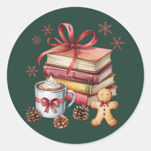 Weihnachtsbücher Lebkuchenbücher Kakao Buchliebhab Runder Aufkleber