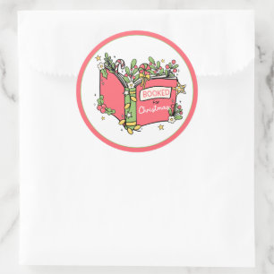 Weihnachtsbücher lesen runder aufkleber