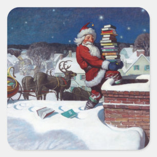 Weihnachtsbücher zu Weihnachten, Quadratischer Aufkleber