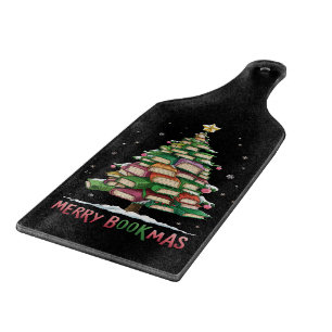 Weihnachtsbuchliebhaber Baum Bibliothekar Frohe Bu Schneidebrett
