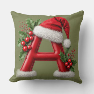 Weihnachtsbuchstabe A verziert mit Santa-Hut Kissen