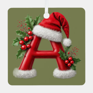Weihnachtsbuchstabe A verziert mit Santa-Hut Ornament Aus Metall