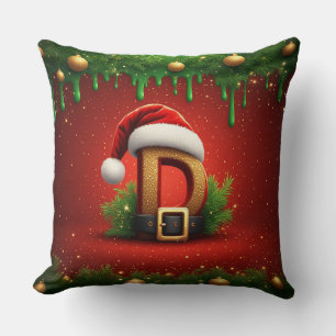 Weihnachtsbuchstabe D mit Weihnachtskranz-Stil 🎁 Kissen