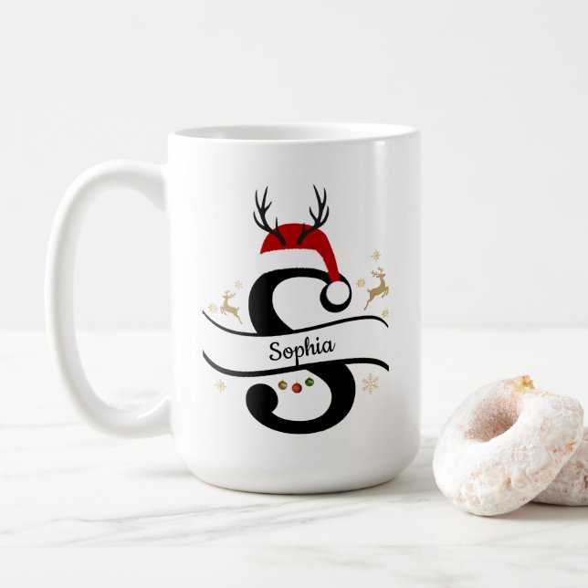 Weihnachtsbuchstabe S Alphabet  Kaffeetasse (Mit Donut)