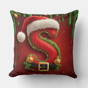 Weihnachtsbuchstabe S mit Santa-Hut als Geschenk Kissen