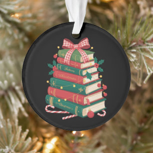 Weihnachtsbuchstapel Stechpalmen-Schleifenband Les Ornament
