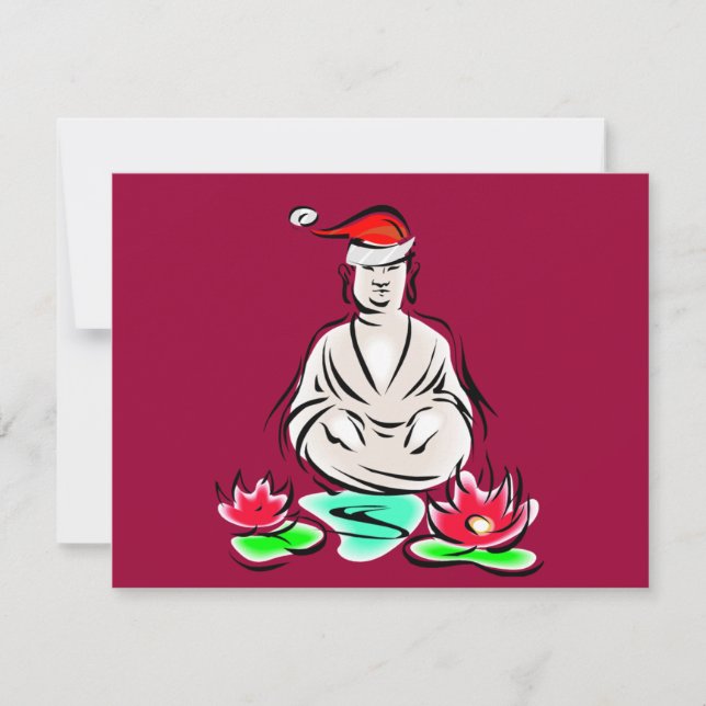 WeihnachtsBuddha zeichnend Feiertagskarte (Vorderseite)