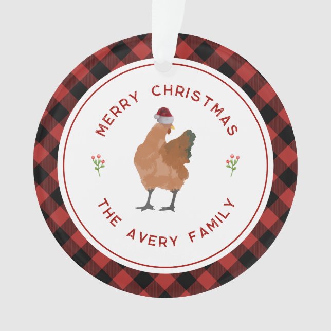Weihnachtsbüffalo Kariert Ornament (Vorderseite)