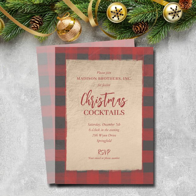 Weihnachtsbüffalo Kariertes Party Einladung (Christmas Buffalo Plaid Party Invitations - PRINTED and/or INSTANT DOWNLOAD)
