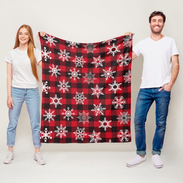 Weihnachtsbüffel Rote Schneeflocken kariertes Must Fleecedecke (Beispiel)