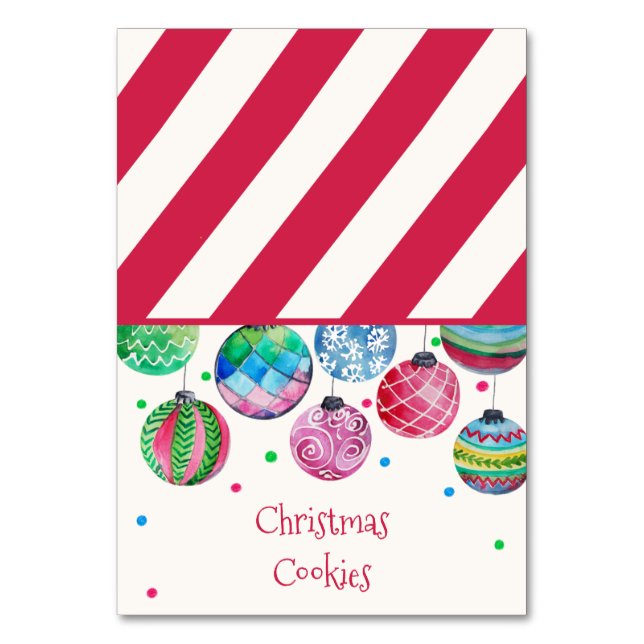 Weihnachtsbüffet mit Lebensmitteletiketten Tischnummer (Vorderseite)