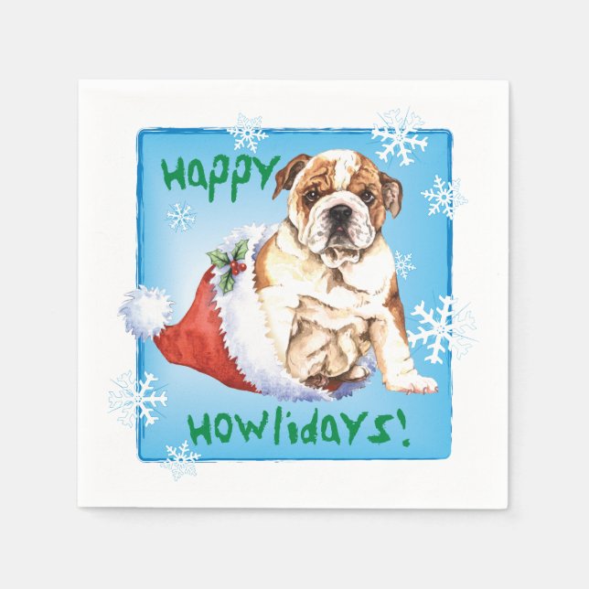 Weihnachtsbulldog Serviette (Vorderseite)