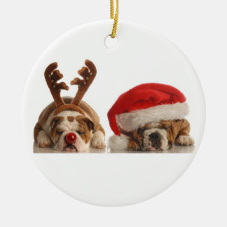 Weihnachtsbulldoggen-Verzierung Keramik Ornament