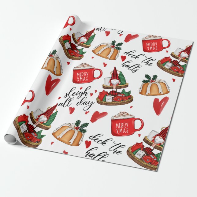 Weihnachtsbummel, Kuchen, Niedliches Schlagpapier Geschenkpapier (Ungerollt)