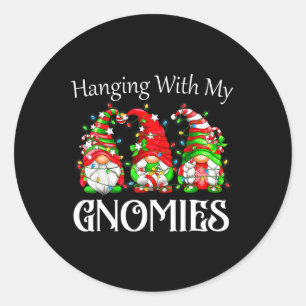 Weihnachtsbummel mit meiner Gnome Familie Pajamas Runder Aufkleber