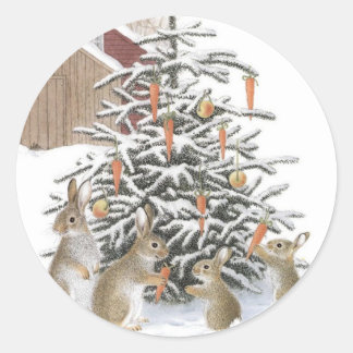 Weihnachtsbunnies Runder Aufkleber