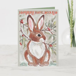 Weihnachtsbunny Rabbit Card Rabbit Lover Grau Feiertagskarte