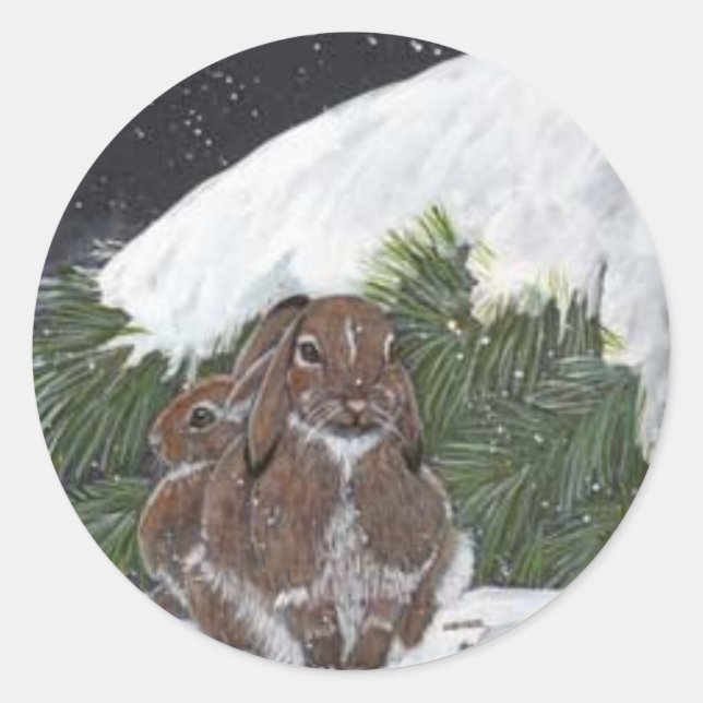 Weihnachtsbunny Runder Aufkleber (Vorderseite)