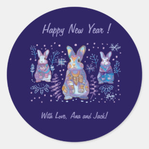 Weihnachtsbunny Runder Aufkleber