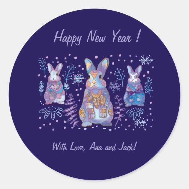 Weihnachtsbunny Runder Aufkleber (Vorderseite)