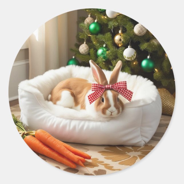 Weihnachtsbunny Runder Aufkleber (Vorderseite)