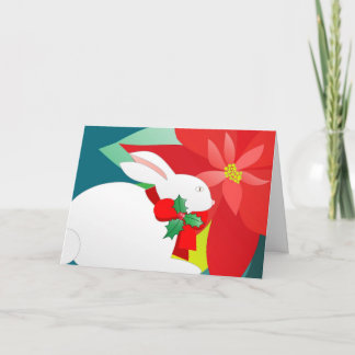 Weihnachtsbunny und Poinsettia Feiertagskarte