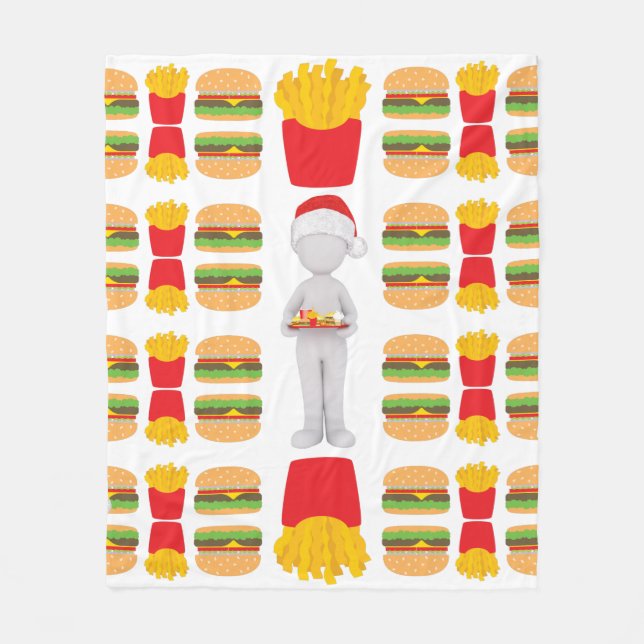 Weihnachtsburger-Santa-Claus Fleecedecke (Vorderseite)