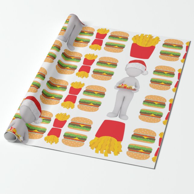 Weihnachtsburger-Santa-Claus Geschenkpapier (Ungerollt)