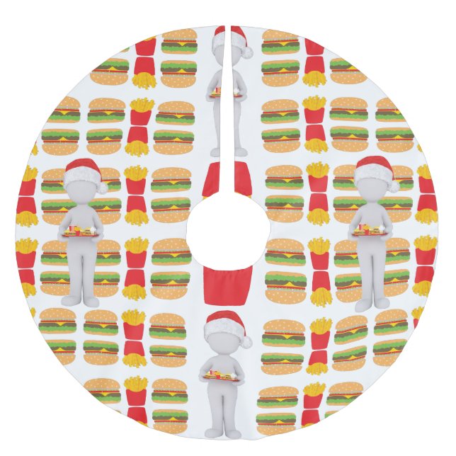 Weihnachtsburger-Santa-Claus Polyester Weihnachtsbaumdecke (Vorderseite)