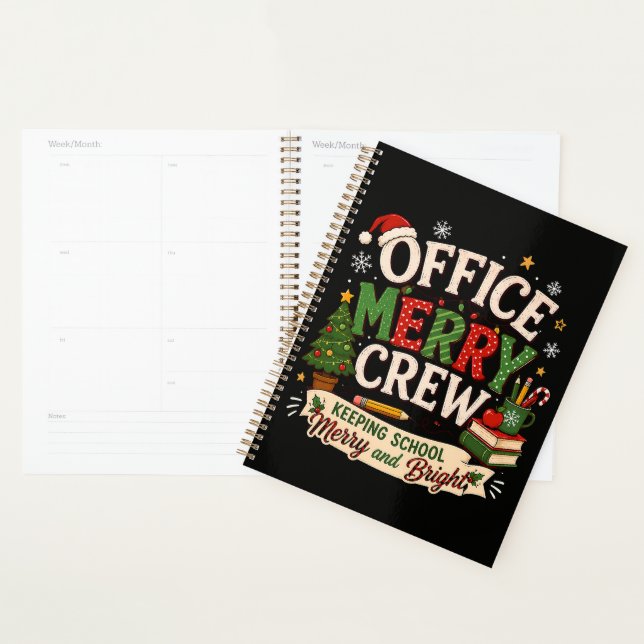 Weihnachtsbüro Fröhliche Crew Schule halten Planer (Anzeige)