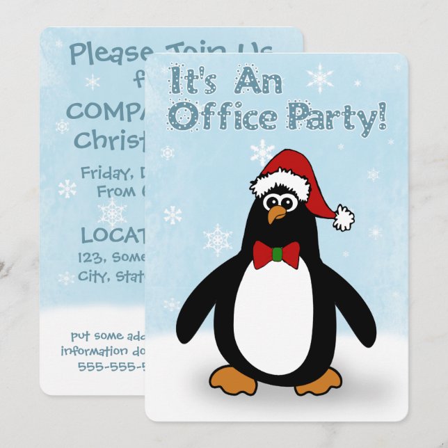 Weihnachtsbüro-Party Einladungen (Vorne/Hinten)