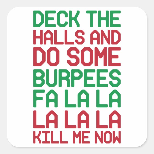 Weihnachtsburpees Quadratischer Aufkleber (Vorderseite)