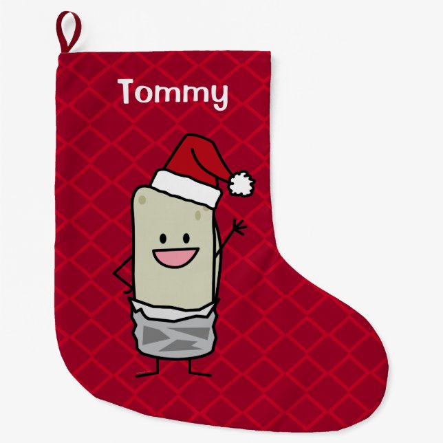 Weihnachtsburrito-wellenartig bewegender großer weihnachtsstrumpf (Vorderseite)