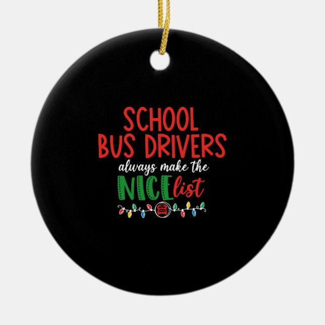 Weihnachtsbusfahrer, Schulbus Keramik Ornament (Vorne)