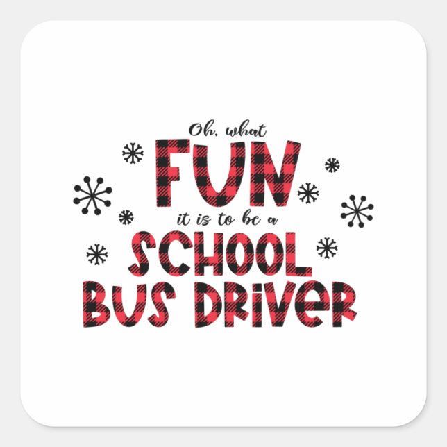 Weihnachtsbusfahrer, Schulbus Quadratischer Aufkleber (Vorderseite)