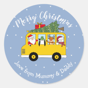 Weihnachtsbussen - Kindergeschenk Runder Aufkleber