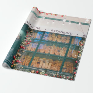 Weihnachtscafe-Bäckerei-Außenseite mit Weihnachtsd Geschenkpapier