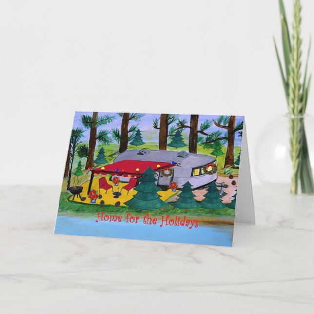 Weihnachtscamper am See Weihnachtskarten Feiertagskarte (Vorderseite)