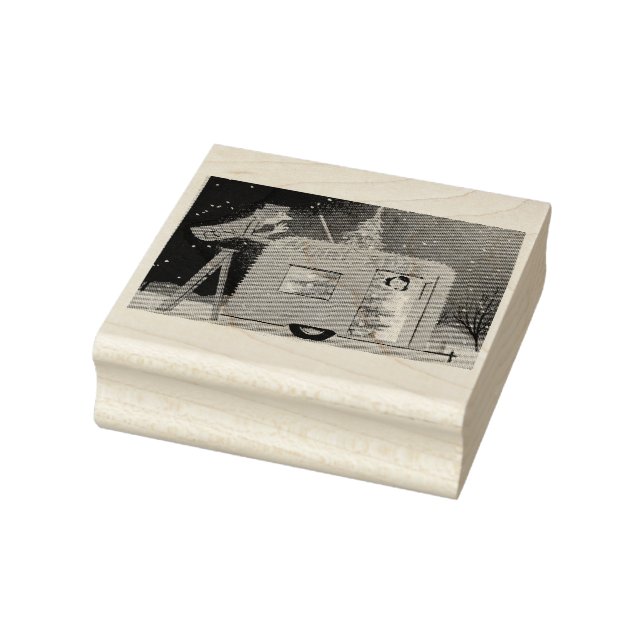 Weihnachtscamper Retro-Kunst Gummi Briefmarke Gummistempel (Stempel)