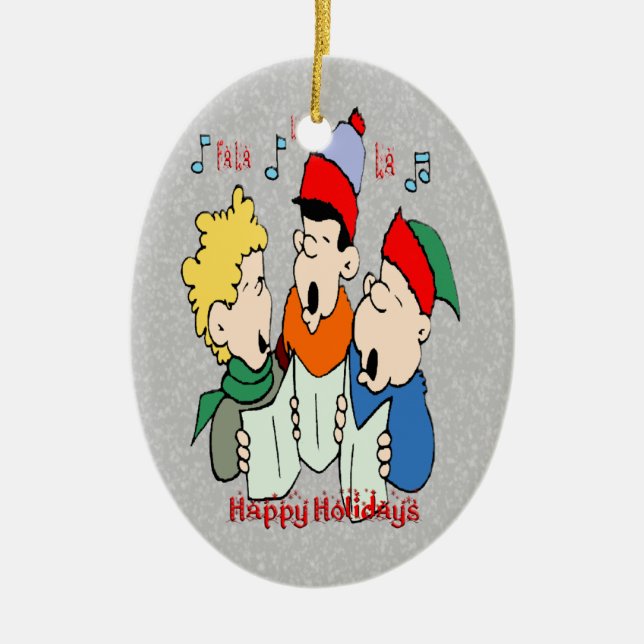 Weihnachtscarolers-Oval-Verzierung Keramikornament (Vorne)