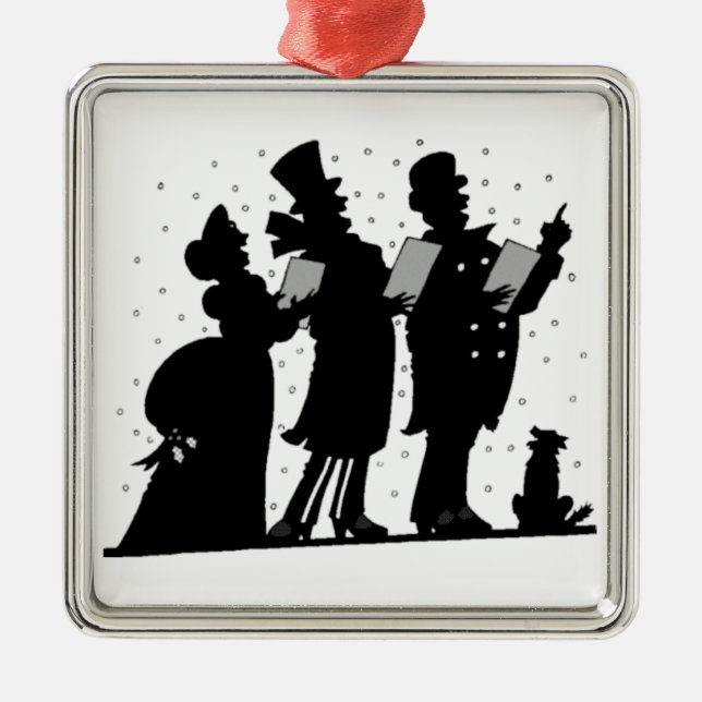 Weihnachtscarolers-Verzierung Silbernes Ornament (Vorne)