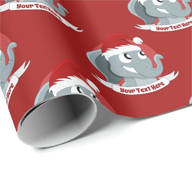 WeihnachtsCartoon mit einem niedlichen Elefanten Geschenkpapier (Rolleneckpunkt)